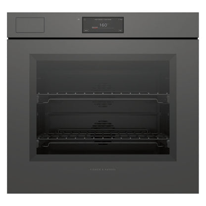 Fisher & Paykel 76cm Minimal Handleless Pyrolytic Steam Assist Oven - Grey Glass (Series 11)