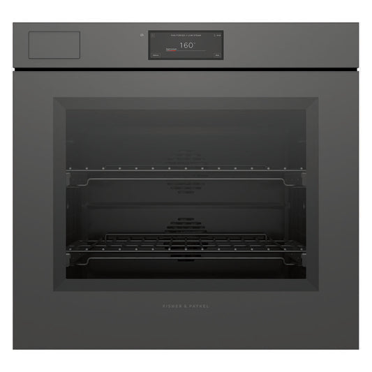 Fisher & Paykel 76cm Minimal Handleless Pyrolytic Steam Assist Oven - Grey Glass (Series 11)