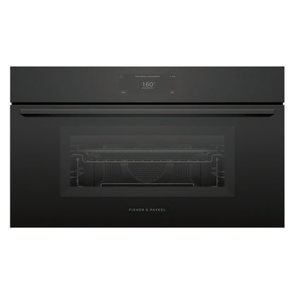 FISHERPAYKEL S9 MINIMAL COMPACT COMBI-MICROWAVE OVEN BLACK GLASS 76CM