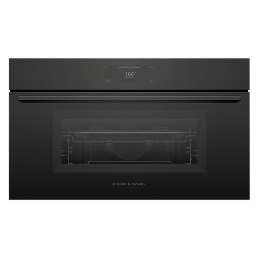 Fisher & Paykel 76cm Minimal Compact Combi-Microwave Oven - Black Glass (Series 9)