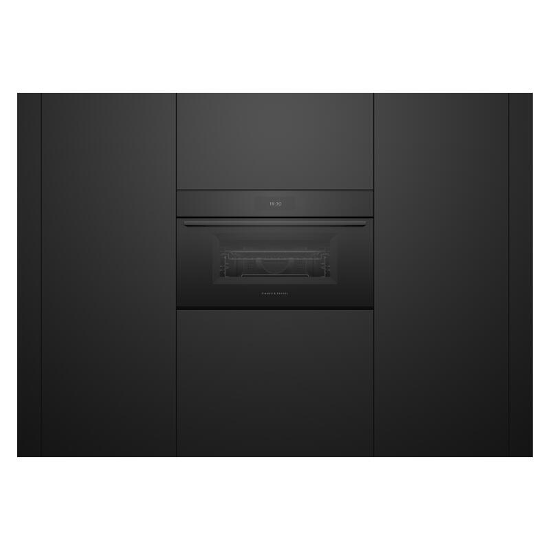 FISHERPAYKEL S9 MINIMAL COMPACT COMBI-MICROWAVE OVEN BLACK GLASS 76CM