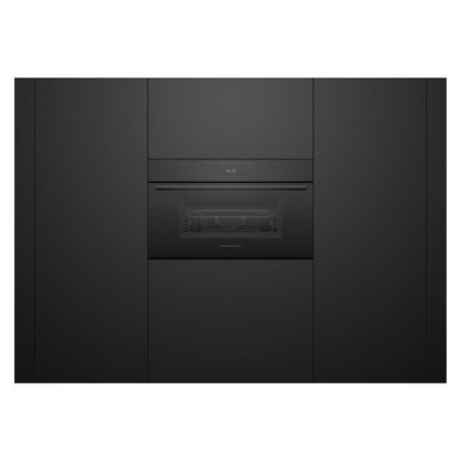 FISHERPAYKEL S9 MINIMAL COMPACT COMBI-MICROWAVE OVEN BLACK GLASS 76CM