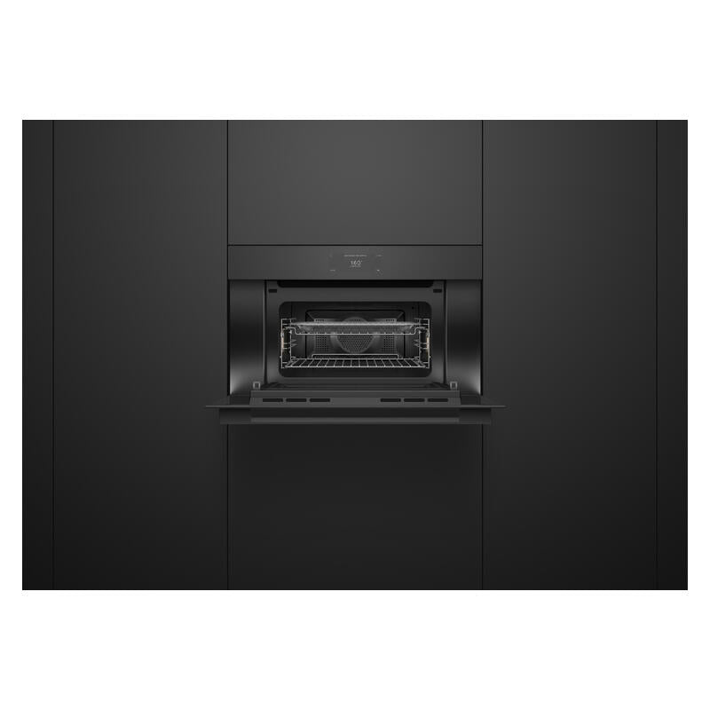 FISHERPAYKEL S9 MINIMAL COMPACT COMBI-MICROWAVE OVEN BLACK GLASS 76CM