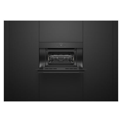 FISHERPAYKEL S9 MINIMAL COMPACT COMBI-MICROWAVE OVEN BLACK GLASS 76CM