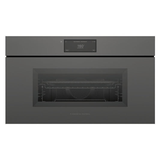 Fisher & Paykel 76cm Minimal Handleless Compact Combi-Microwave Oven - Grey Glass (Series 9)