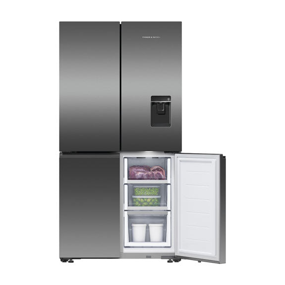 Fisher & Paykel 538L Quad Door Fridge Freezer with Ice & Water Dispenser - Black Stainless Steel (Series 7)