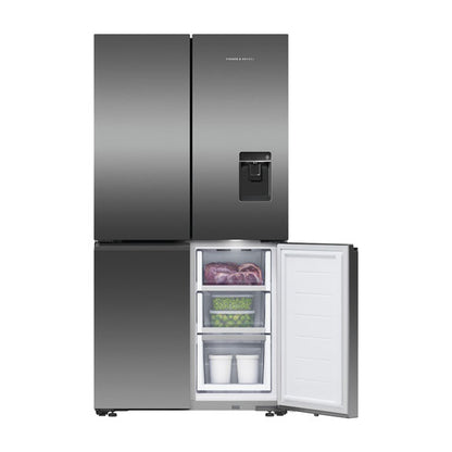 Fisher & Paykel 538L Quad Door Fridge Freezer with Ice & Water Dispenser - Black Stainless Steel (Series 7)