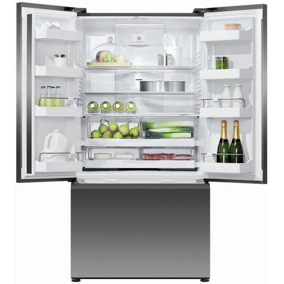Fisher & Paykel 569L French Door Fridge Freezer with Ice & Water Dispenser - Black Stainless Steel (Series 7)