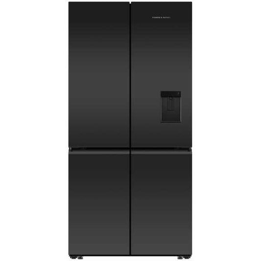 Fisher & Paykel 690L Quad Door Fridge Freezer with Ice & Water Dispenser - Black Glass (Series 7)