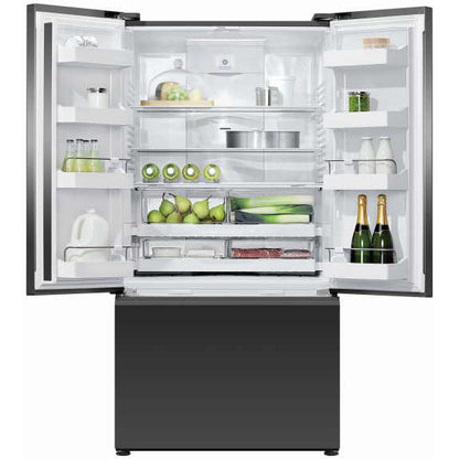 Fisher & Paykel 569L French Door Fridge Freezer with Ice & Water Dispenser - Black Glass (Series 7)