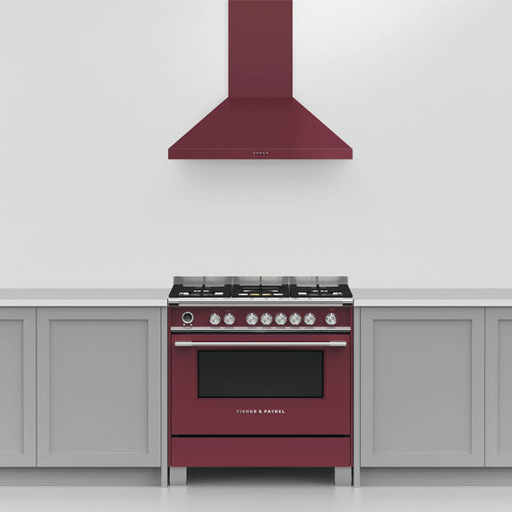 FISHERPAYKEL DUAL FUEL FREESTANDING COOKER RED 90cm