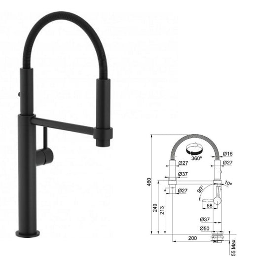 Franke Pescara 360 Semipro Tap - Matte Black