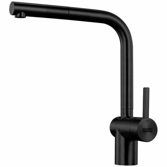 FRANKE ATLAS NEO GOOSENECK SWIVEL PULL OUT MIXER TAP BLACK STEEL