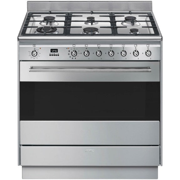SMEG DUAL FUEL THERMOSEAL PYROLYTIC FREESTANDING COOKER 90cm