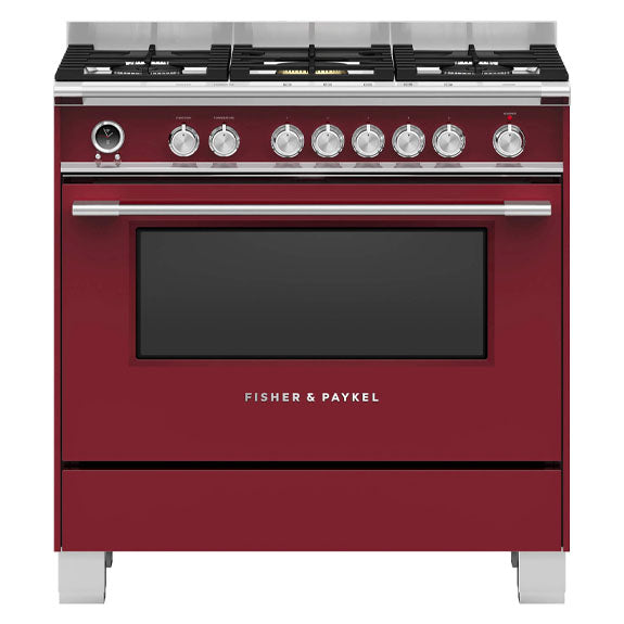 FISHERPAYKEL DUAL FUEL FREESTANDING COOKER RED 90cm