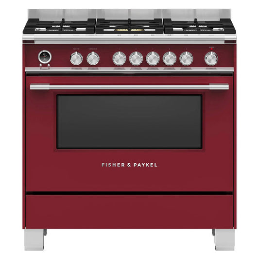 FISHERPAYKEL DUAL FUEL FREESTANDING COOKER RED 90cm