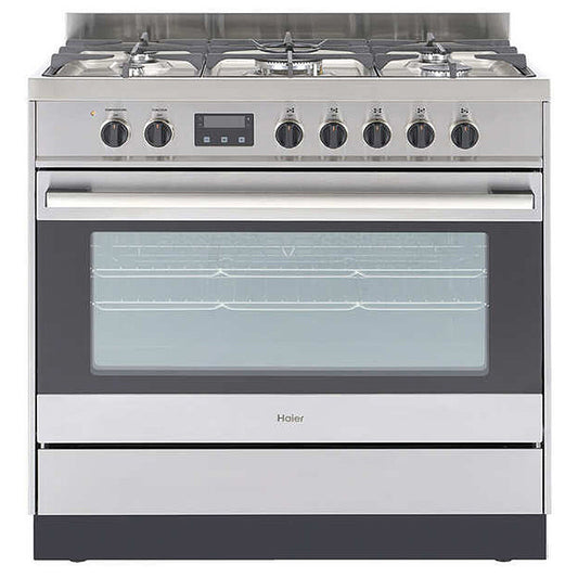 Haier 90cm Freestanding Dual Fuel Cooker - Stainless Steel