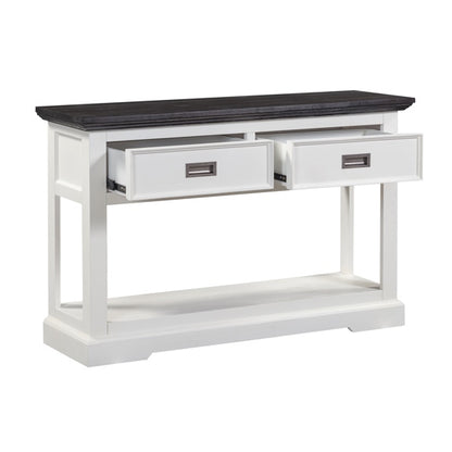Hampton 2 Drawer Timber Hall Table - White/Charcoal