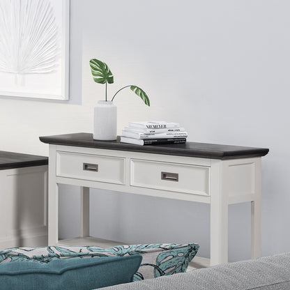 Hampton 2 Drawer Timber Hall Table - White/Charcoal