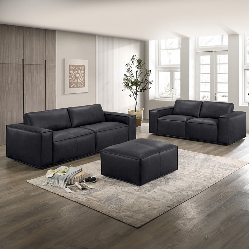Havana 3+2 Leather Suite - Black