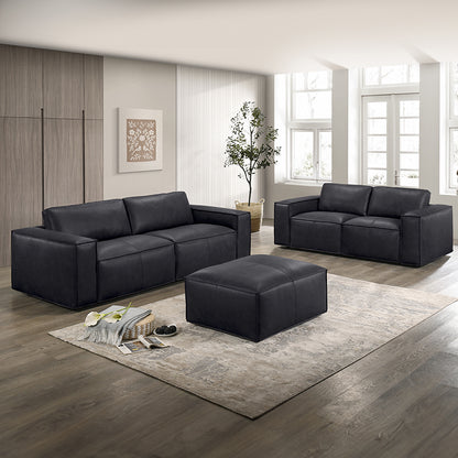 Havana 3+2 Leather Suite - Black