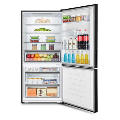 Hisense 482 Litre Pureflat Bottom Mount Refrigerator - Black Steel