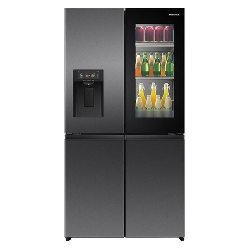 Hisense 615L Quad Door Fridge Freezer with Ice & Water Dispenser - Dark Stainless Steel (PureView)