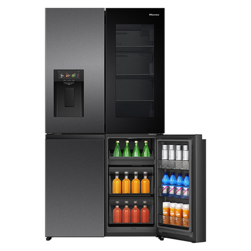 Hisense 615L Quad Door Fridge Freezer with Ice & Water Dispenser - Dark Stainless Steel (PureView)