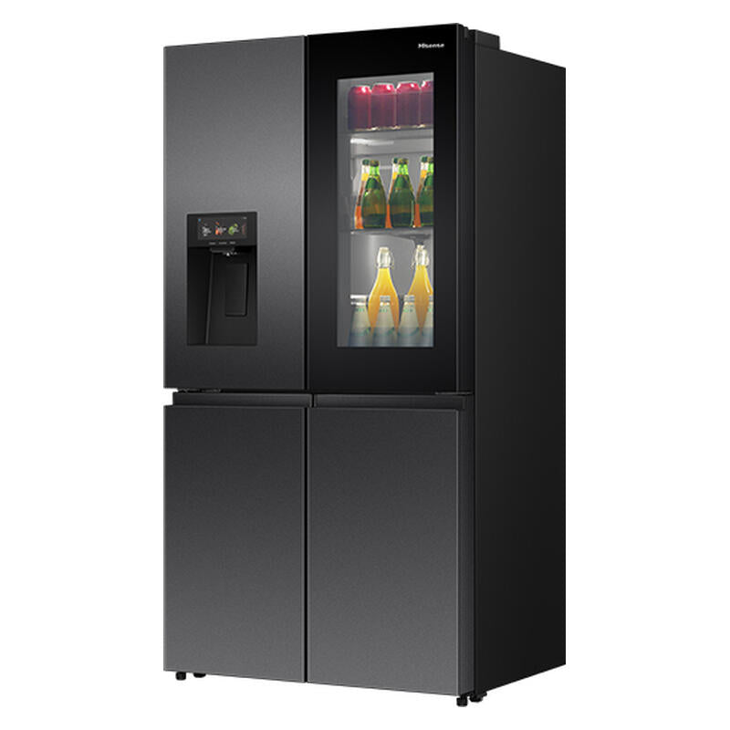 Hisense 615L Quad Door Fridge Freezer with Ice & Water Dispenser - Dark Stainless Steel (PureView)