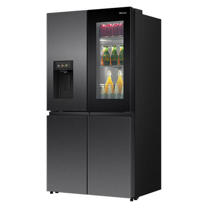 Hisense 615L Quad Door Fridge Freezer with Ice & Water Dispenser - Dark Stainless Steel (PureView)