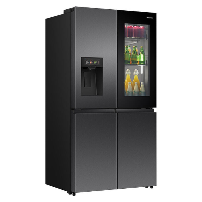 Hisense 615L Quad Door Fridge Freezer with Ice & Water Dispenser - Dark Stainless Steel (PureView)