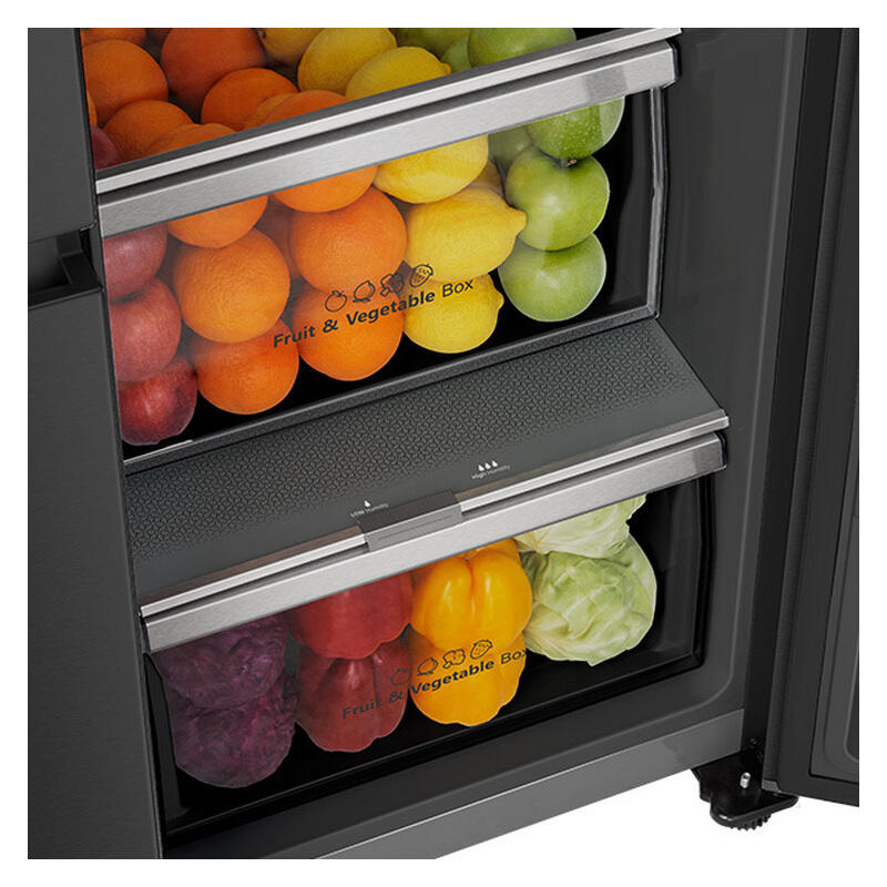 Hisense 614L PureFlat Eclipse Side-by-Side Fridge Freezer with Ice & Water Dispenser - Black