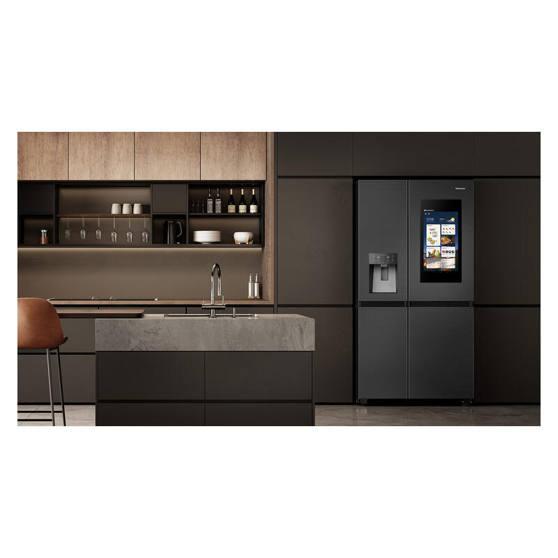 Hisense 614L PureFlat Eclipse Side-by-Side Fridge Freezer with Ice & Water Dispenser - Black
