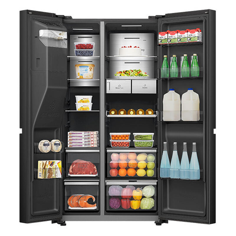 Hisense 614L PureFlat Eclipse Side-by-Side Fridge Freezer with Ice & Water Dispenser - Black