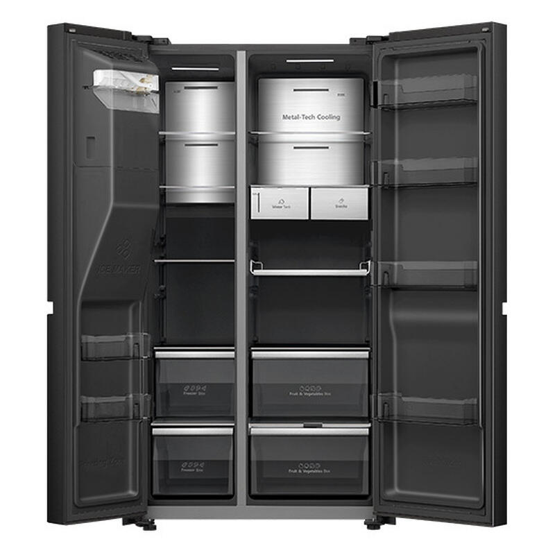 Hisense 614L PureFlat Eclipse Side-by-Side Fridge Freezer with Ice & Water Dispenser - Black