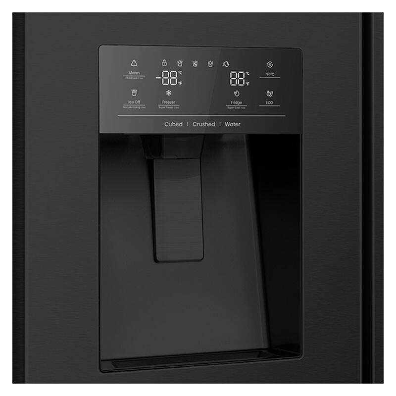 Hisense 614L PureFlat Eclipse Side-by-Side Fridge Freezer with Ice & Water Dispenser - Black