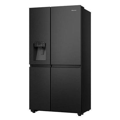Hisense 632L Side-by-Side Fridge Freezer with Ice & Water Dispenser - Black