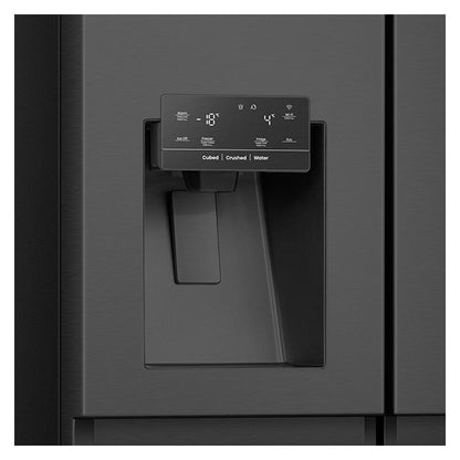 Hisense 632L Side-by-Side Fridge Freezer with Ice & Water Dispenser - Black