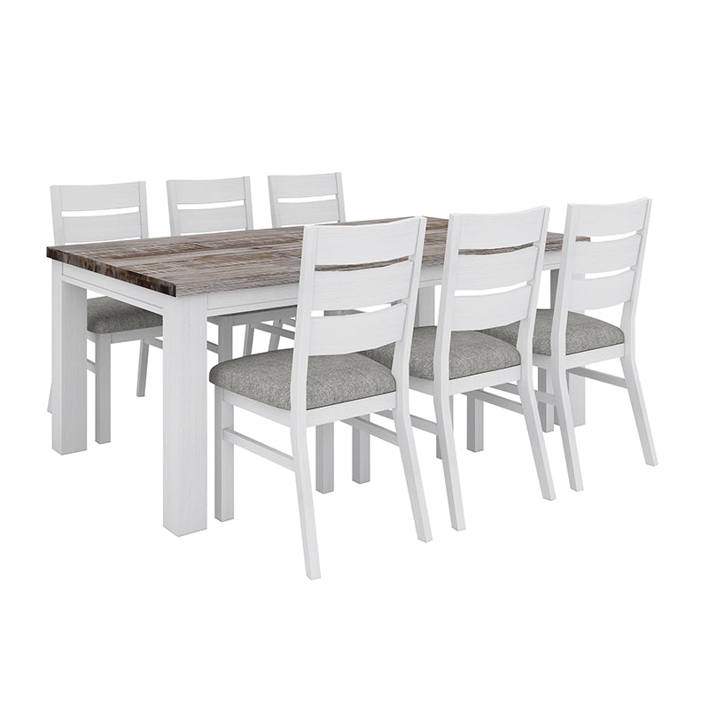 Homestead 7 Piece Dining Suite - White/Timber