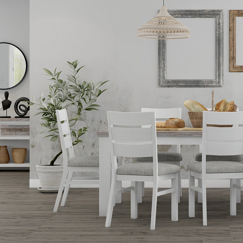 Homestead 7 Piece Dining Suite - White/Timber