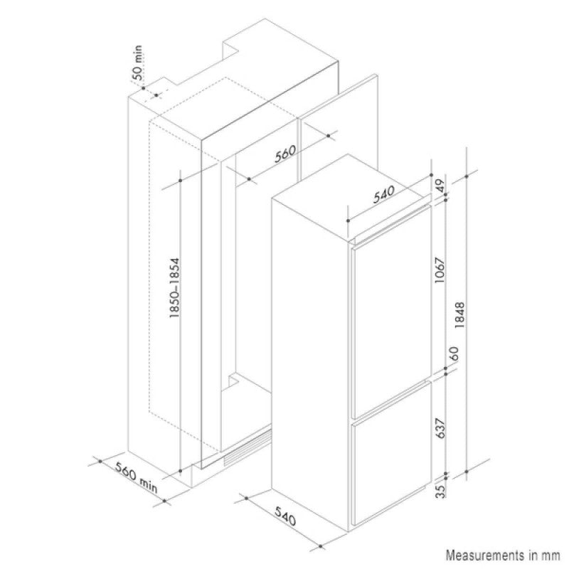 ILVE Integrated Fridge/Freezer - Left Hinged