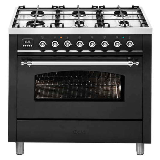 ILVE 90cm Pro Line Series Nostalgie Freestanding Cooker - Black