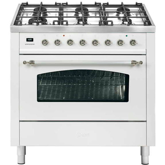ILVE 90cm Pro Line Series Nostalgie Freestanding Cooker - White