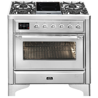 ILVE Majestic 90cm 4 Burner Freestanding Cooker - Stainless Steel/Chrome