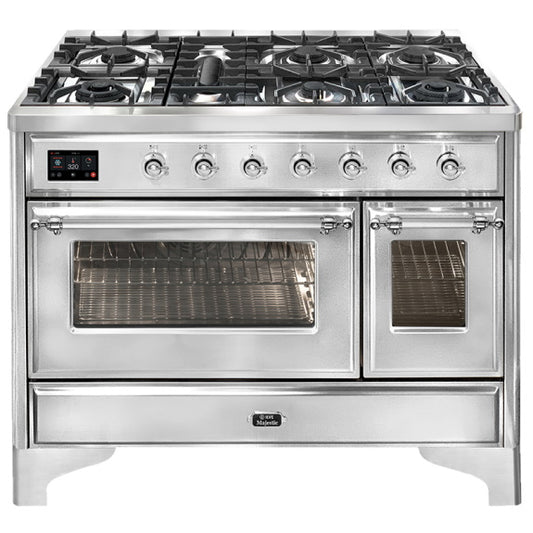ILVE Majestic 120cm 7 Burner Double Oven Freestanding Cooker - Stainless Steel/Chrome