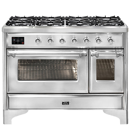 ILVE Majestic 120cm 8 Burner Freestanding Cooker - Stainless Steel/Chrome
