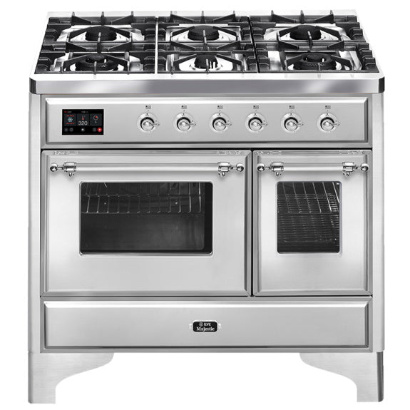 ILVE Majestic 100cm 6 Burner Double Oven Freestanding Cooker - Stainless Steel/Chrome