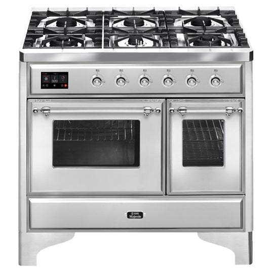 ILVE Majestic 100cm 6 Burner Double Oven Freestanding Cooker - Stainless Steel/Chrome