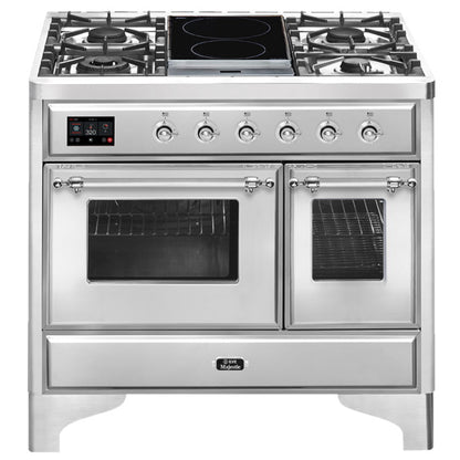 ILVE Majestic 100cm Dual Gas & Induction Freestanding Cooker - Stainless Steel/Chrome