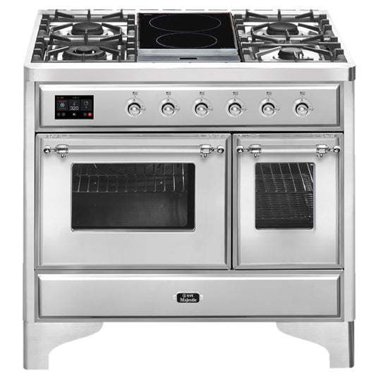 ILVE Majestic 100cm Dual Gas & Induction Freestanding Cooker - Stainless Steel/Chrome